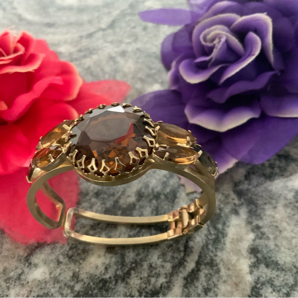 Vintage Juliana Elegant Gold and Brown Women's Bracelet, by D&E. In gold - Picture 6 of 7
